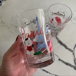 Anthropologie Paris Scenes Juice Glass designer Libby Vanderploeg Set of 2